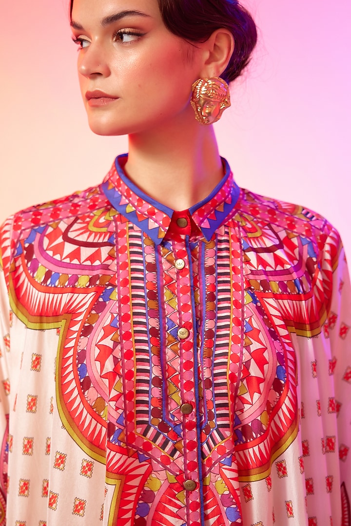Candy Cream Silk Printed Dhoti set by Rajdeep Ranawat at Pernia's Pop Up Shop