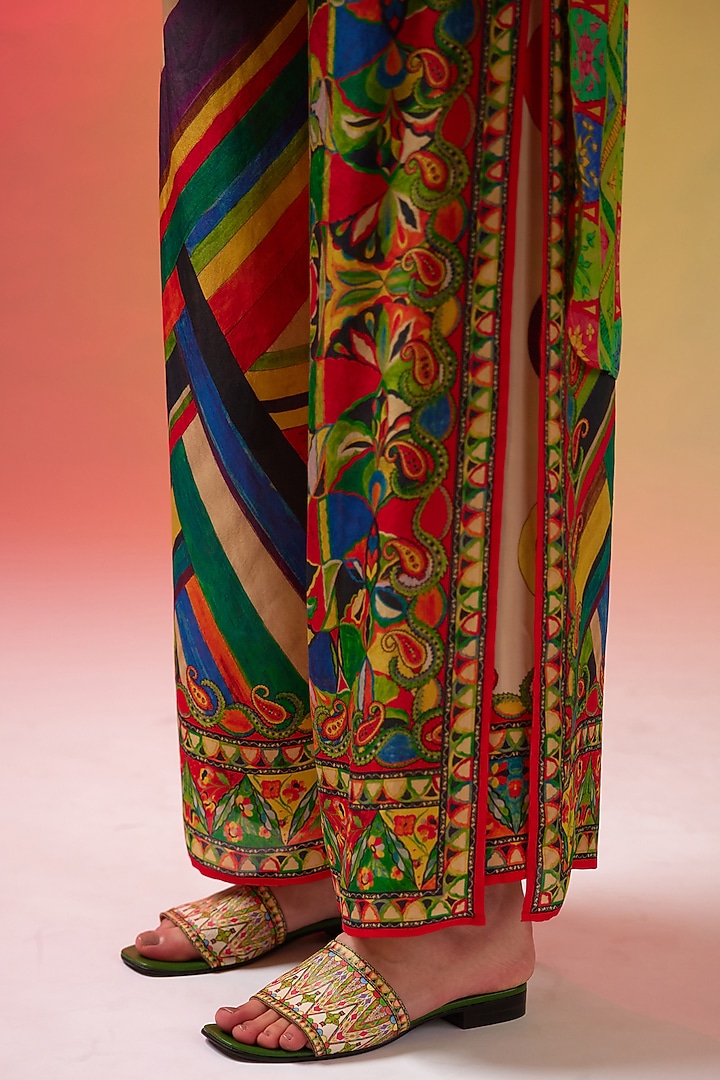 Multi-Colored Silk Printed High-Low Tunic Set by Rajdeep Ranawat at Pernia's Pop Up Shop