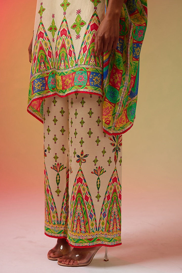 Multi-Colored Silk Printed Tunic Set by Rajdeep Ranawat at Pernia's Pop Up Shop