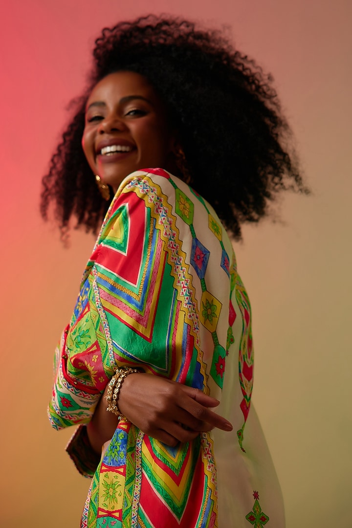 Multi-Colored Silk Printed Tunic Set by Rajdeep Ranawat at Pernia's Pop Up Shop