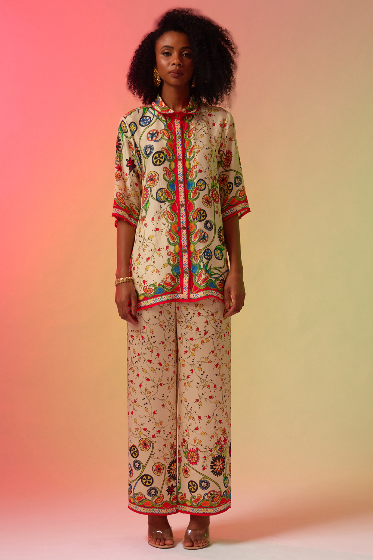 Multi-Colored Silk Printed Co-Ord Set by Rajdeep Ranawat at Pernia's Pop Up Shop