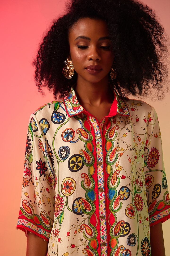 Multi-Colored Silk Printed Co-Ord Set by Rajdeep Ranawat at Pernia's Pop Up Shop