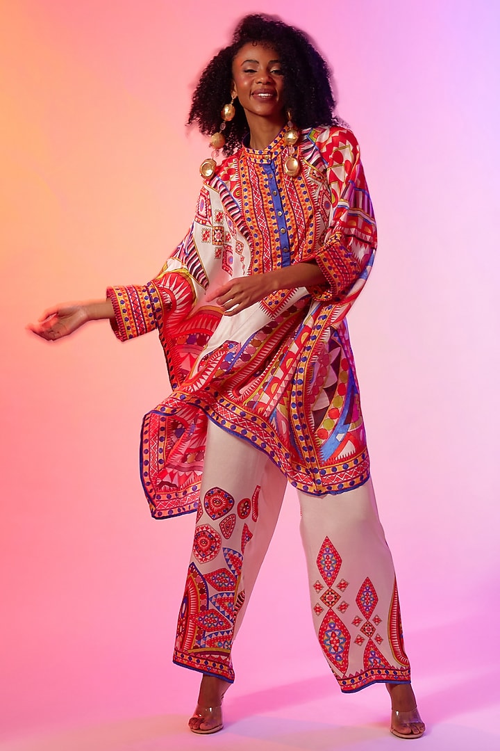 Multi-Colored Silk Tunic Set by Rajdeep Ranawat at Pernia's Pop Up Shop
