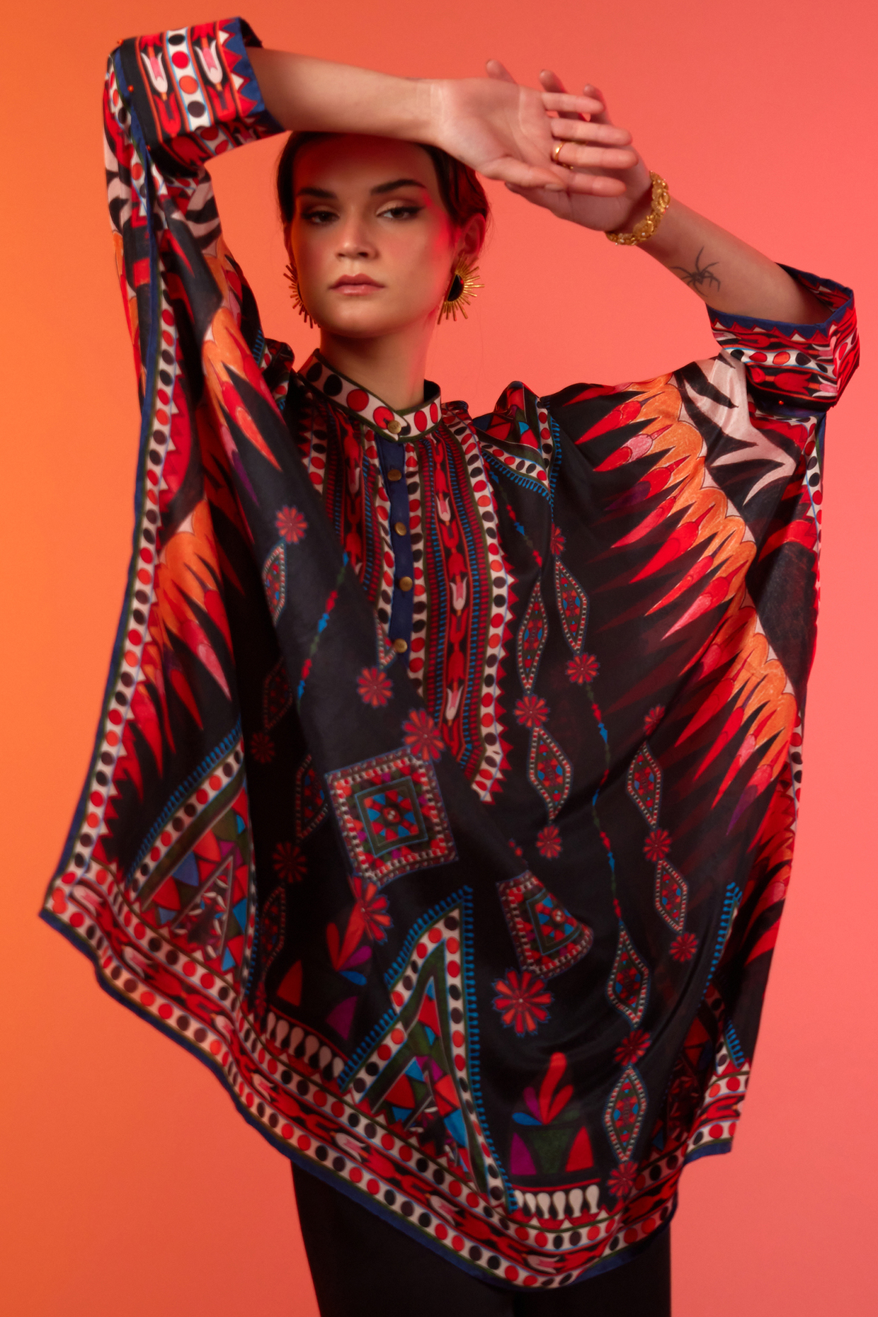 Black Silk Tunic Set by Rajdeep Ranawat at Pernia's Pop Up Shop