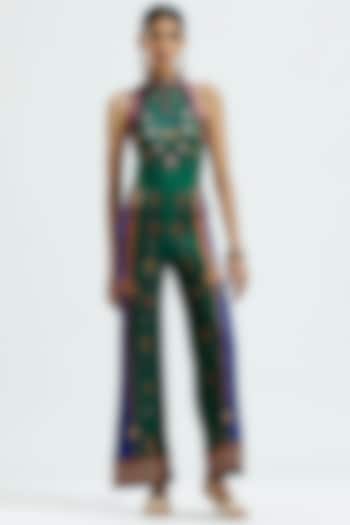 Emerald?Lycra Printed Jumpsuit by Rajdeep Ranawat at Pernia's Pop Up Shop