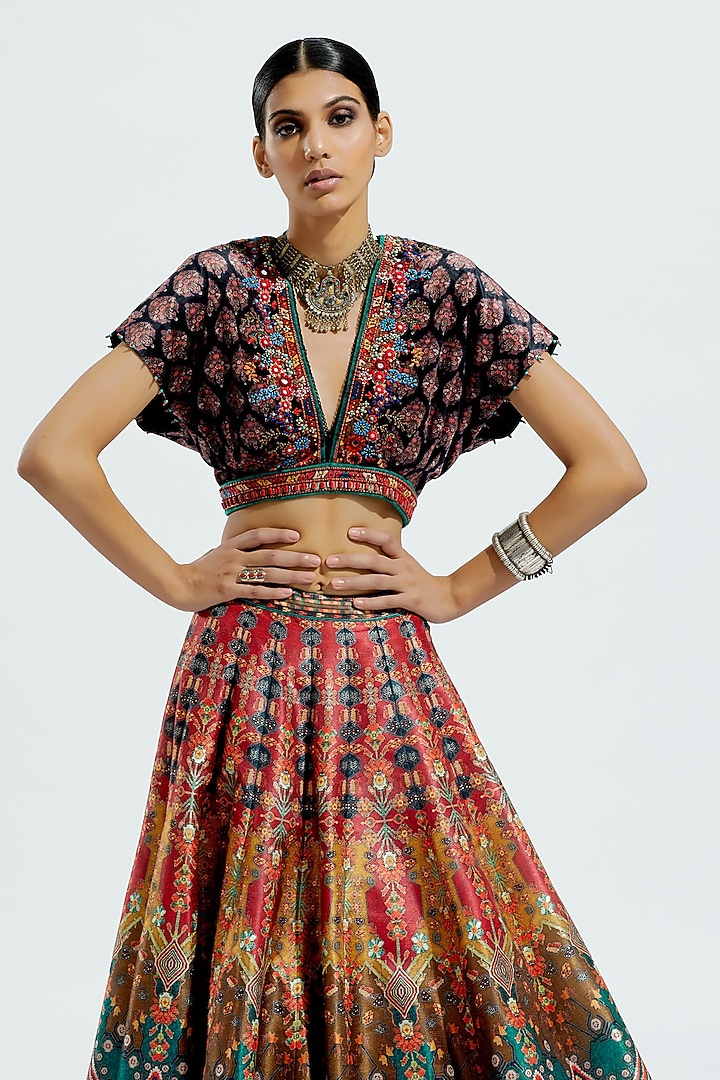 Black?Velvet Printed Kaftan Top by Rajdeep Ranawat at Pernia's Pop Up Shop