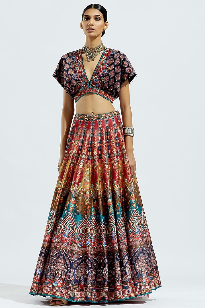 Black?Velvet Printed Kaftan Top by Rajdeep Ranawat at Pernia's Pop Up Shop