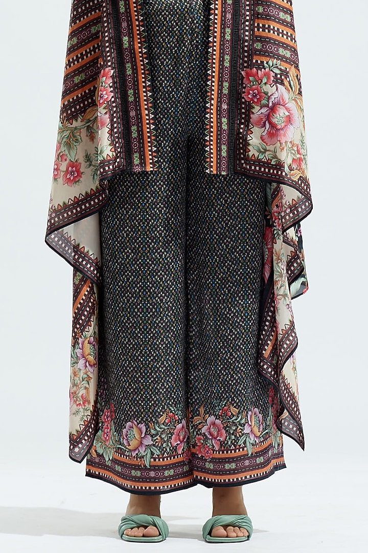 Black Silk Color Blocked Jacket Set by Rajdeep Ranawat at Pernia's Pop Up Shop