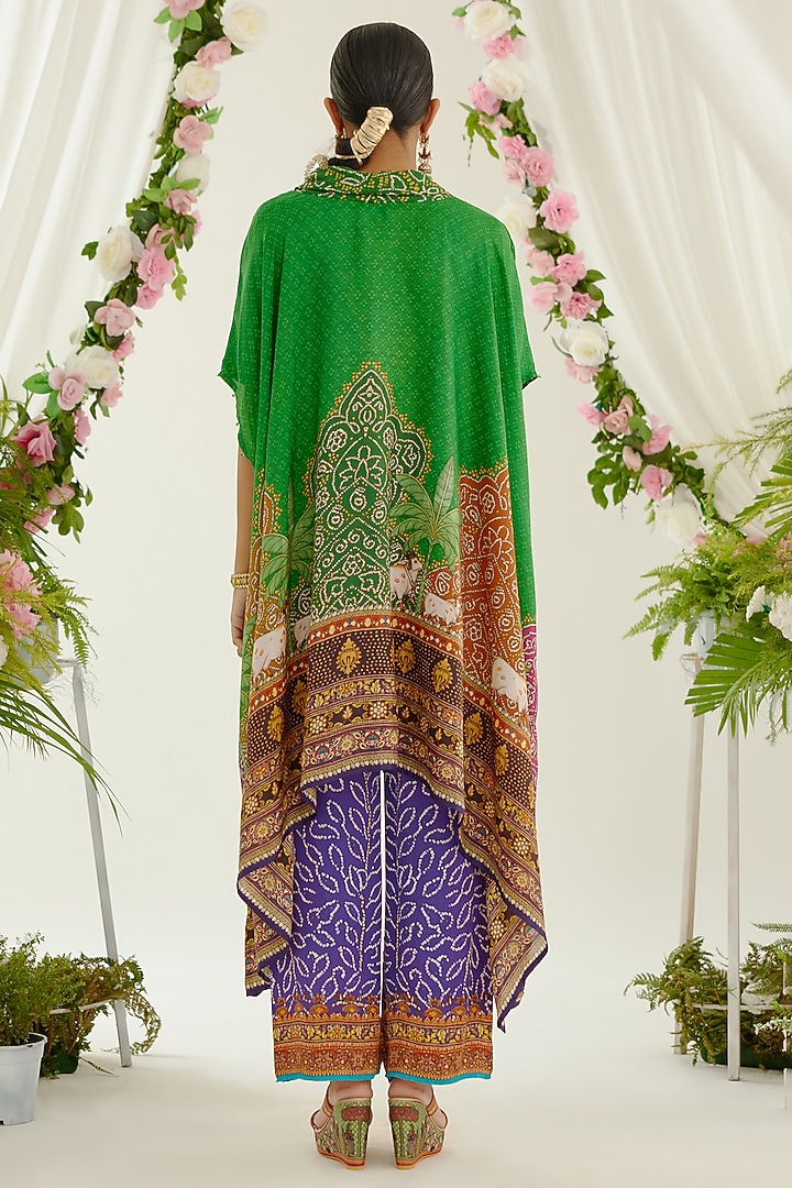 Purple Satin Printed Palazzo Pants by Rajdeep Ranawat at Pernia's Pop Up Shop