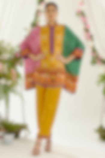 Mustard Satin Palazzo Pants by Rajdeep Ranawat at Pernia's Pop Up Shop