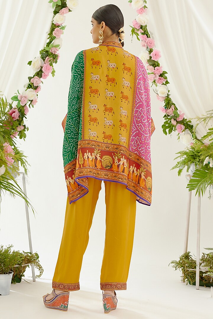 Mustard Satin Palazzo Pants by Rajdeep Ranawat at Pernia's Pop Up Shop