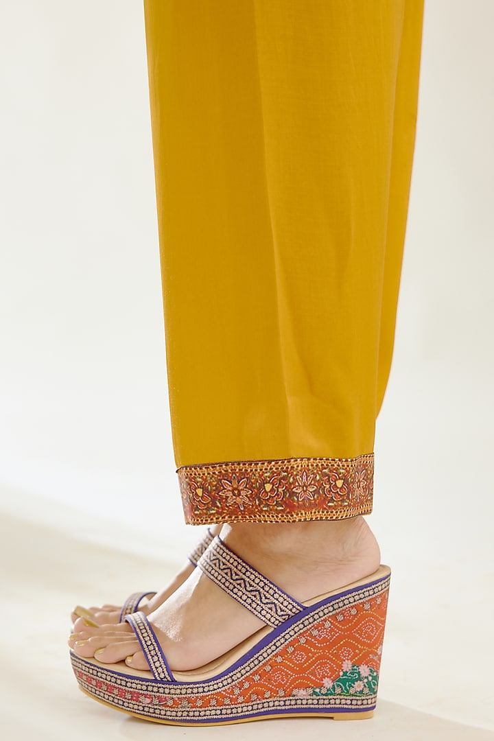 Mustard Satin Palazzo Pants by Rajdeep Ranawat at Pernia's Pop Up Shop