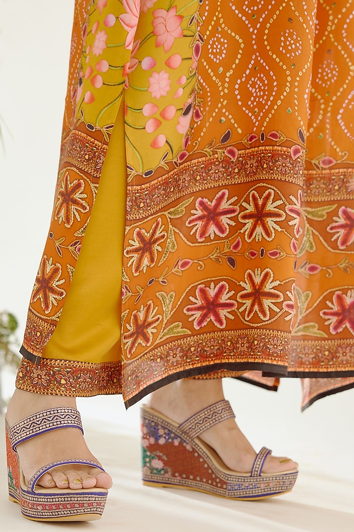 Mustard Satin Palazzo Pants by Rajdeep Ranawat at Pernia's Pop Up Shop