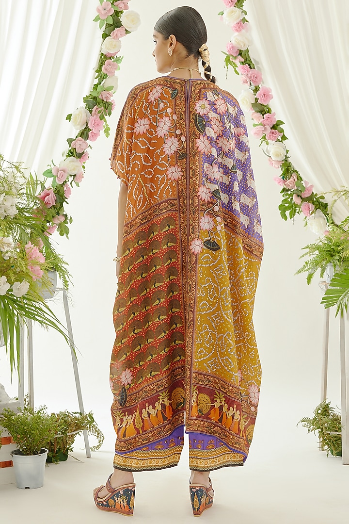 Purple Satin Printed Palazzo Pants by Rajdeep Ranawat at Pernia's Pop Up Shop