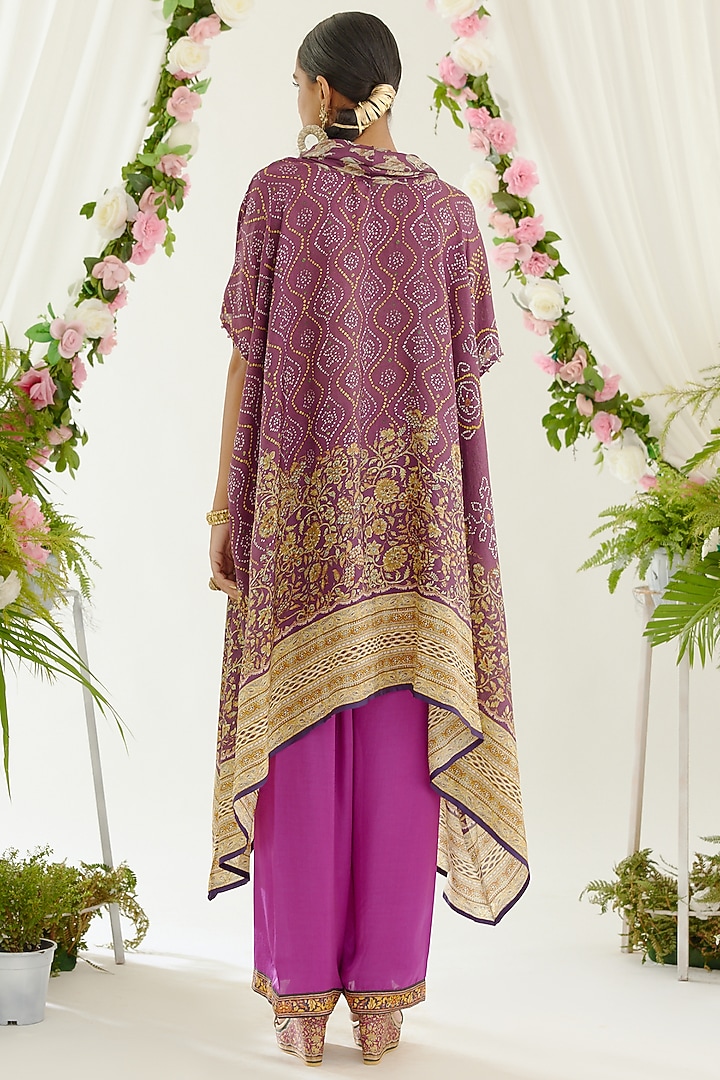 Plum Satin Palazzo Pants by Rajdeep Ranawat at Pernia's Pop Up Shop