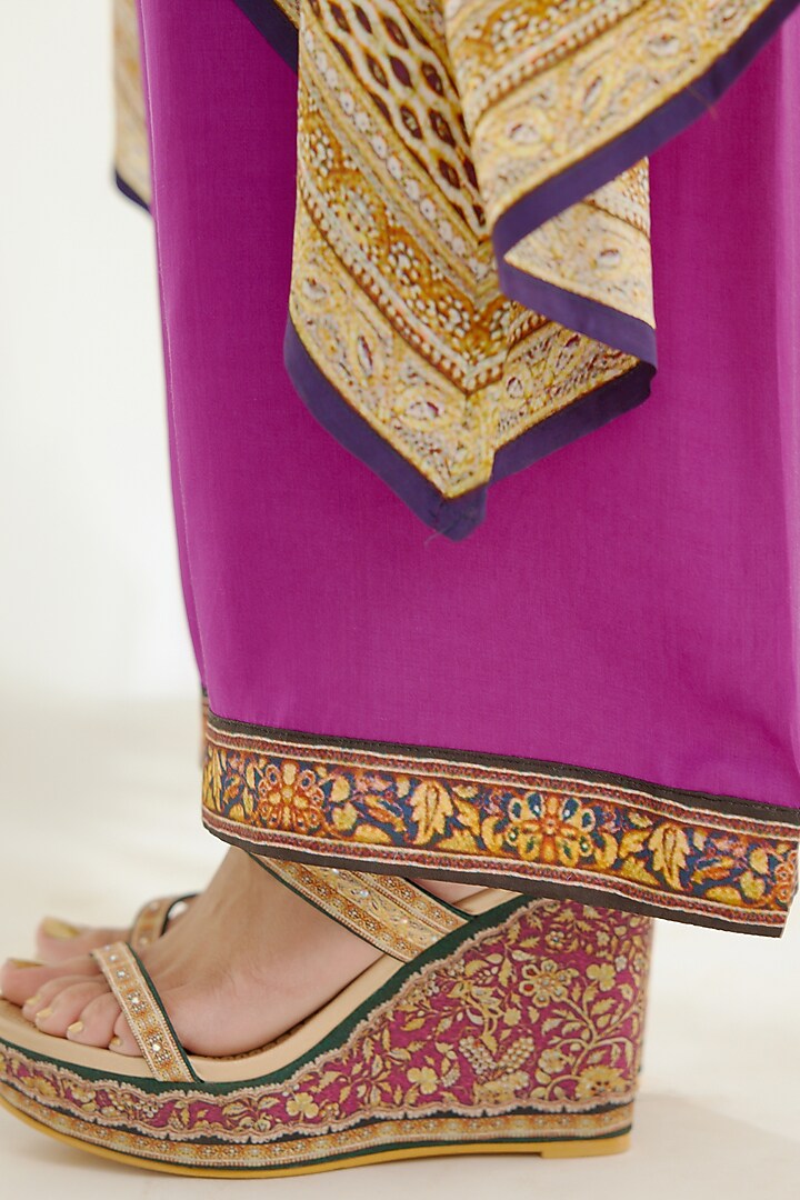 Plum Satin Palazzo Pants by Rajdeep Ranawat at Pernia's Pop Up Shop