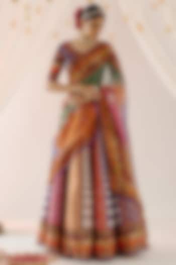 Multi-Colored Dupion Printed Skirt Set by Rajdeep Ranawat