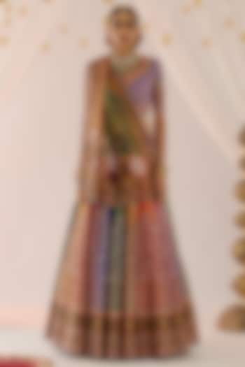 Multi-Colored Dupion Printed Skirt Set by Rajdeep Ranawat