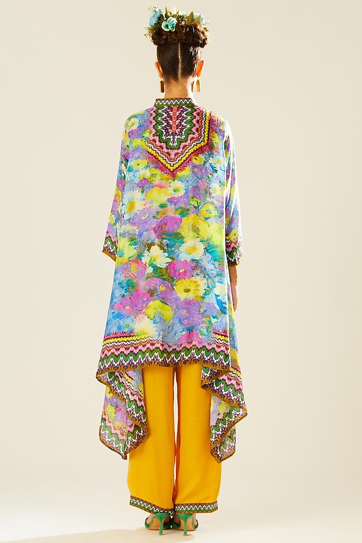 Mustard Satin Palazzo Pants by Rajdeep Ranawat at Pernia's Pop Up Shop