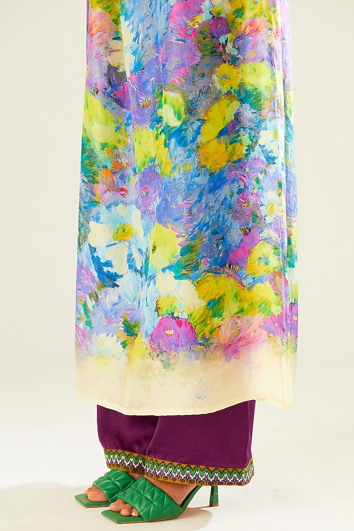 Purple Satin Palazzo Pants by Rajdeep Ranawat at Pernia's Pop Up Shop
