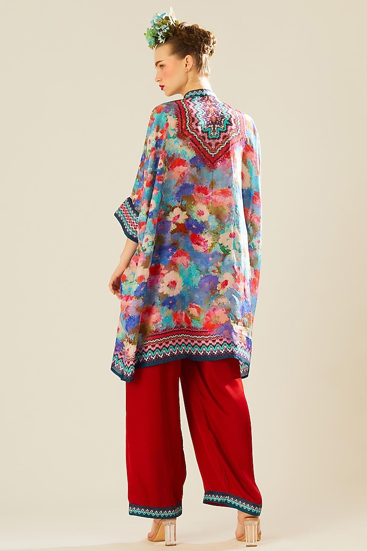Red Satin Palazzo Pants by Rajdeep Ranawat at Pernia's Pop Up Shop
