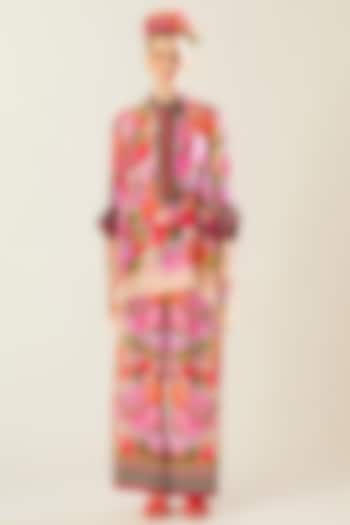 Coral Silk Printed Tunic by Rajdeep Ranawat at Pernia's Pop Up Shop