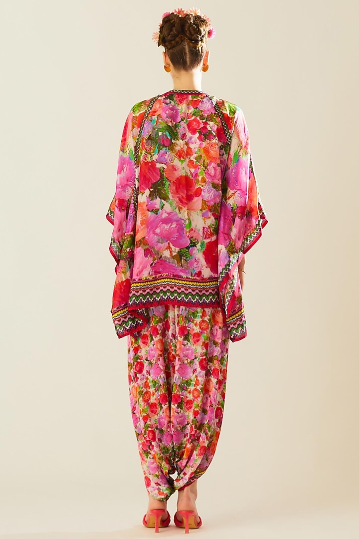Coral Silk Printed Poncho by Rajdeep Ranawat at Pernia's Pop Up Shop