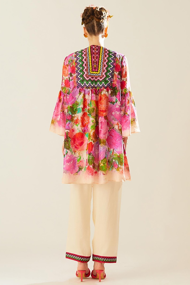 Coral Satin Palazzo Pants by Rajdeep Ranawat at Pernia's Pop Up Shop