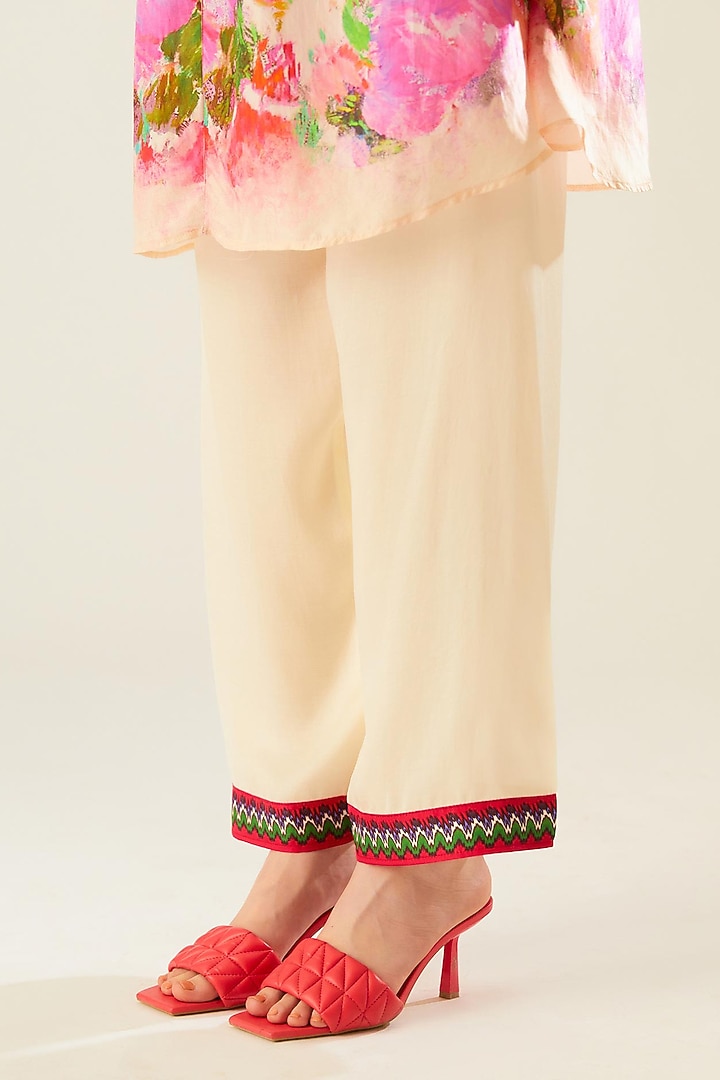 Coral Satin Palazzo Pants by Rajdeep Ranawat at Pernia's Pop Up Shop