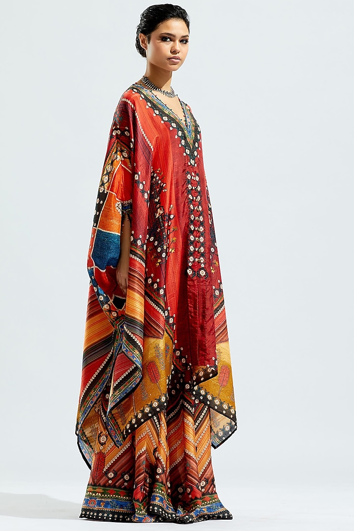 Red Silk Printed Gharara Set by Rajdeep Ranawat at Pernia's Pop Up Shop
