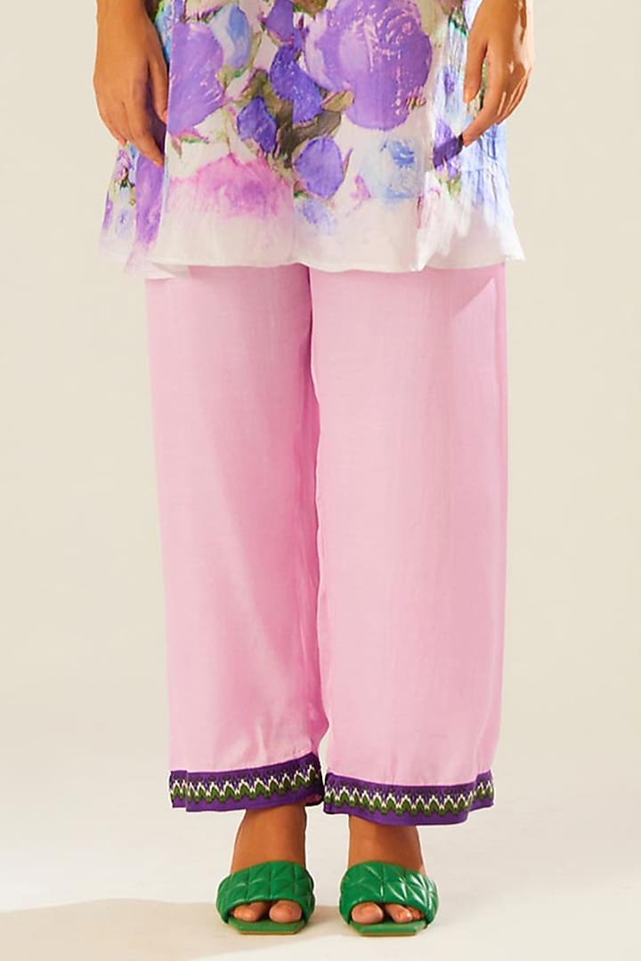 Lilac Satin Palazzo Pants by Rajdeep Ranawat at Pernia's Pop Up Shop