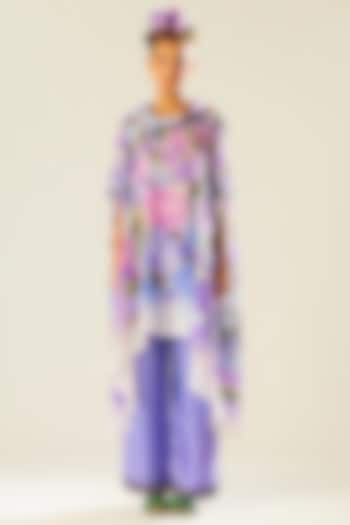 Powder Blue Satin Palazzo Pants by Rajdeep Ranawat at Pernia's Pop Up Shop