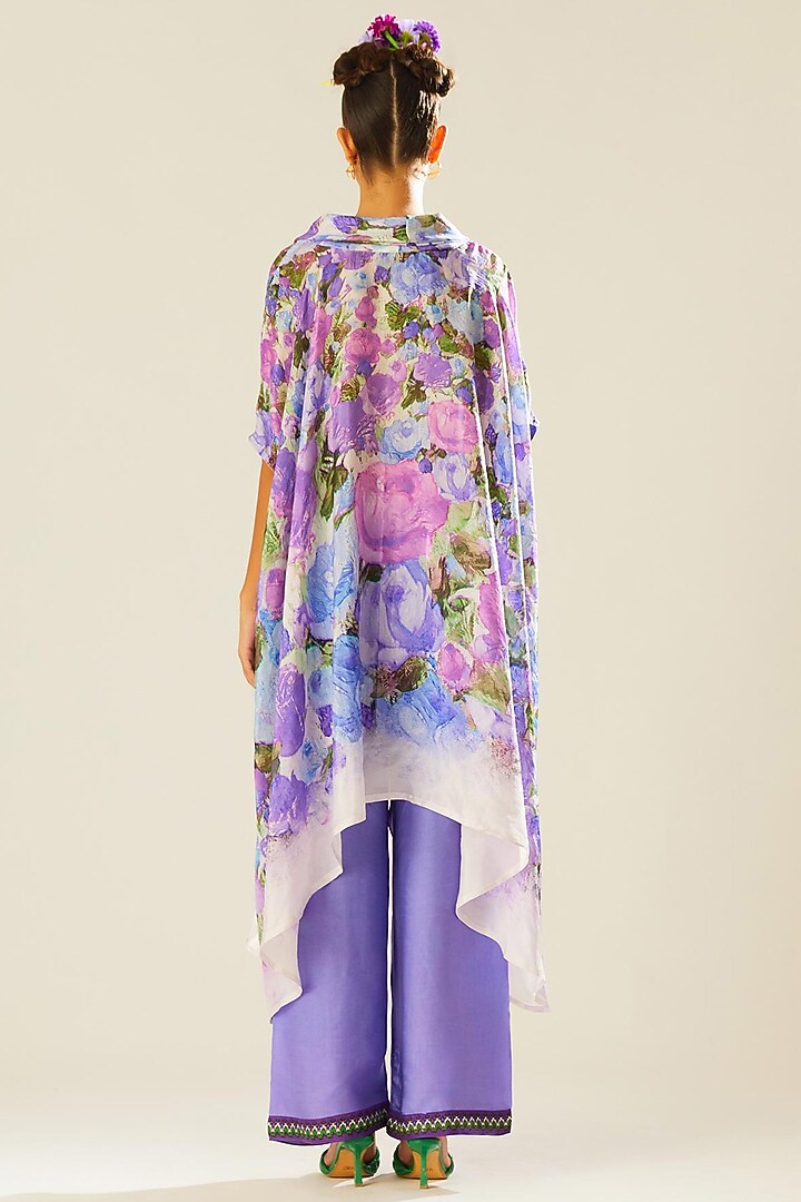 Powder Blue Satin Palazzo Pants by Rajdeep Ranawat at Pernia's Pop Up Shop