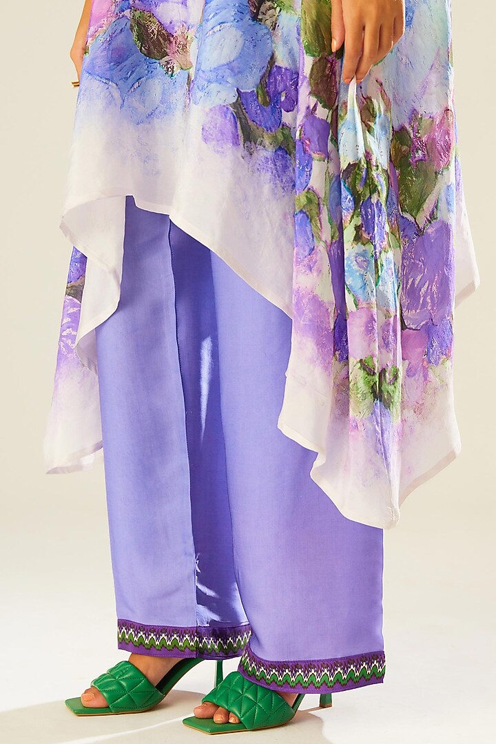 Powder Blue Satin Palazzo Pants by Rajdeep Ranawat at Pernia's Pop Up Shop