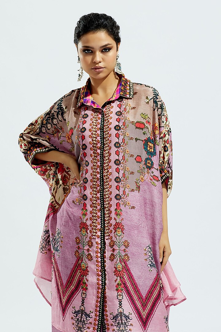 Lavender Silk Printed Shirt by Rajdeep Ranawat at Pernia's Pop Up Shop