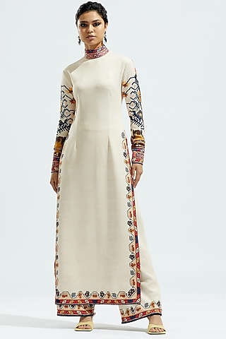 Beige?Lycra Palazzo Pants by Rajdeep Ranawat