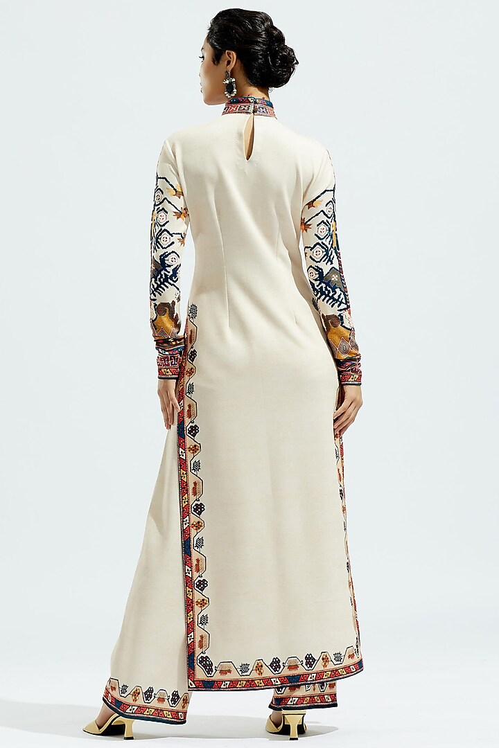Beige?Lycra Palazzo Pants by Rajdeep Ranawat at Pernia's Pop Up Shop