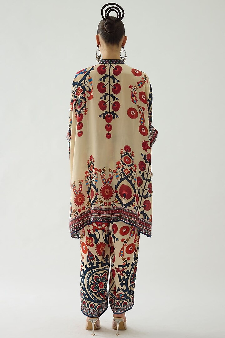 Rust Silk Printed Tunic Set by Rajdeep Ranawat at Pernia's Pop Up Shop