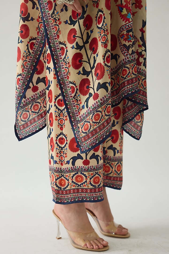 Rust Silk Printed Tunic Set by Rajdeep Ranawat at Pernia's Pop Up Shop