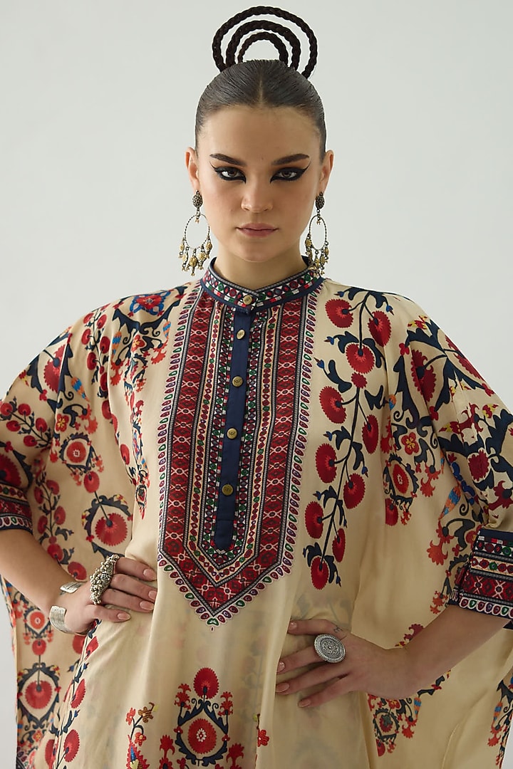 Rust Silk Printed Tunic Set by Rajdeep Ranawat at Pernia's Pop Up Shop