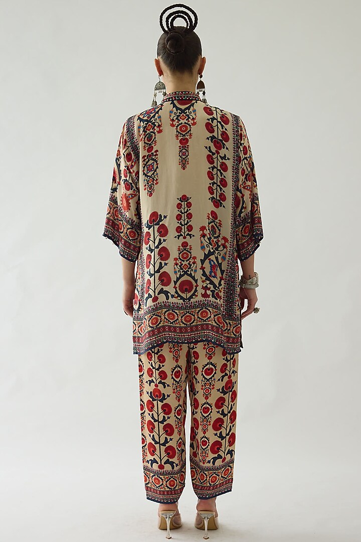Rust Silk Printed Tunic Set by Rajdeep Ranawat at Pernia's Pop Up Shop