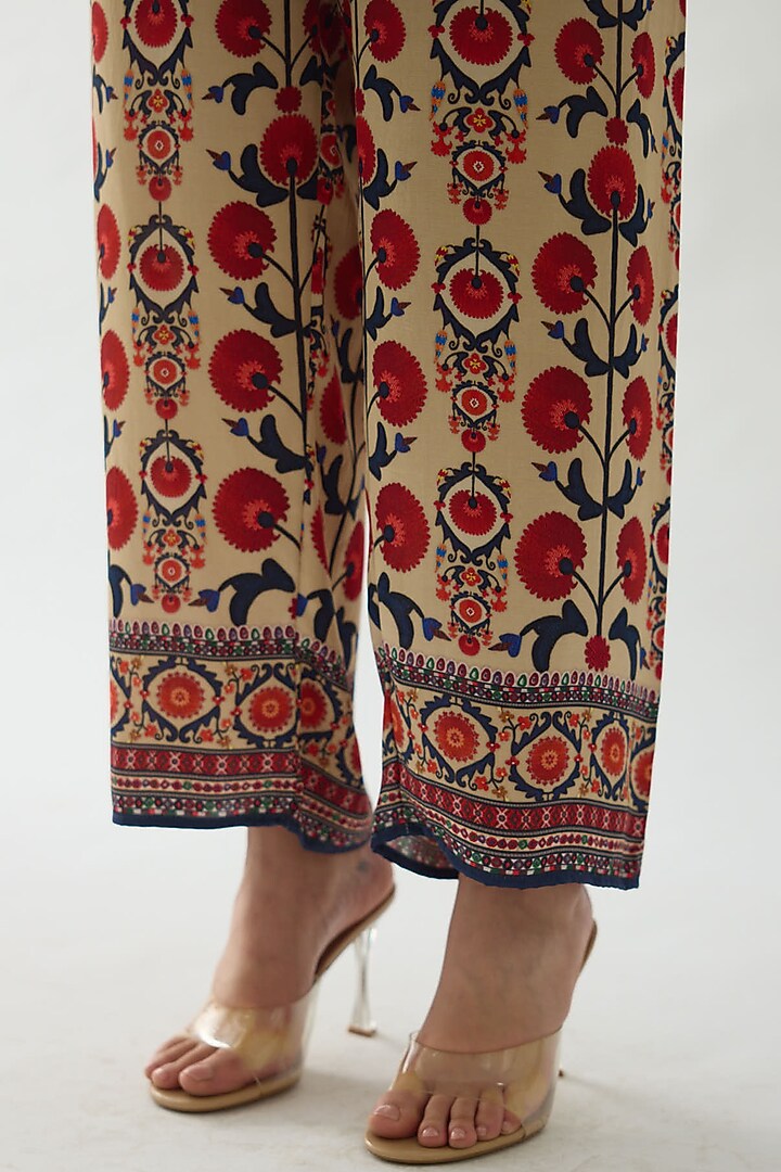 Rust Silk Printed Tunic Set by Rajdeep Ranawat at Pernia's Pop Up Shop