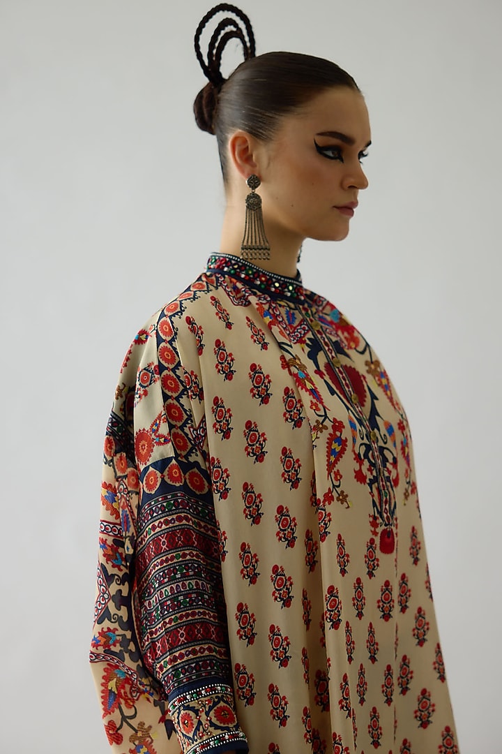 Rust Silk Printed Tunic Set by Rajdeep Ranawat at Pernia's Pop Up Shop