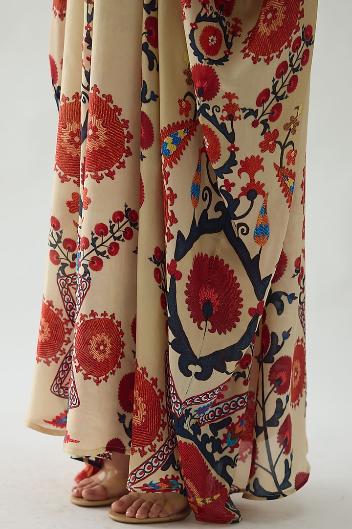 Rust Silk Printed Kaftan by Rajdeep Ranawat at Pernia's Pop Up Shop