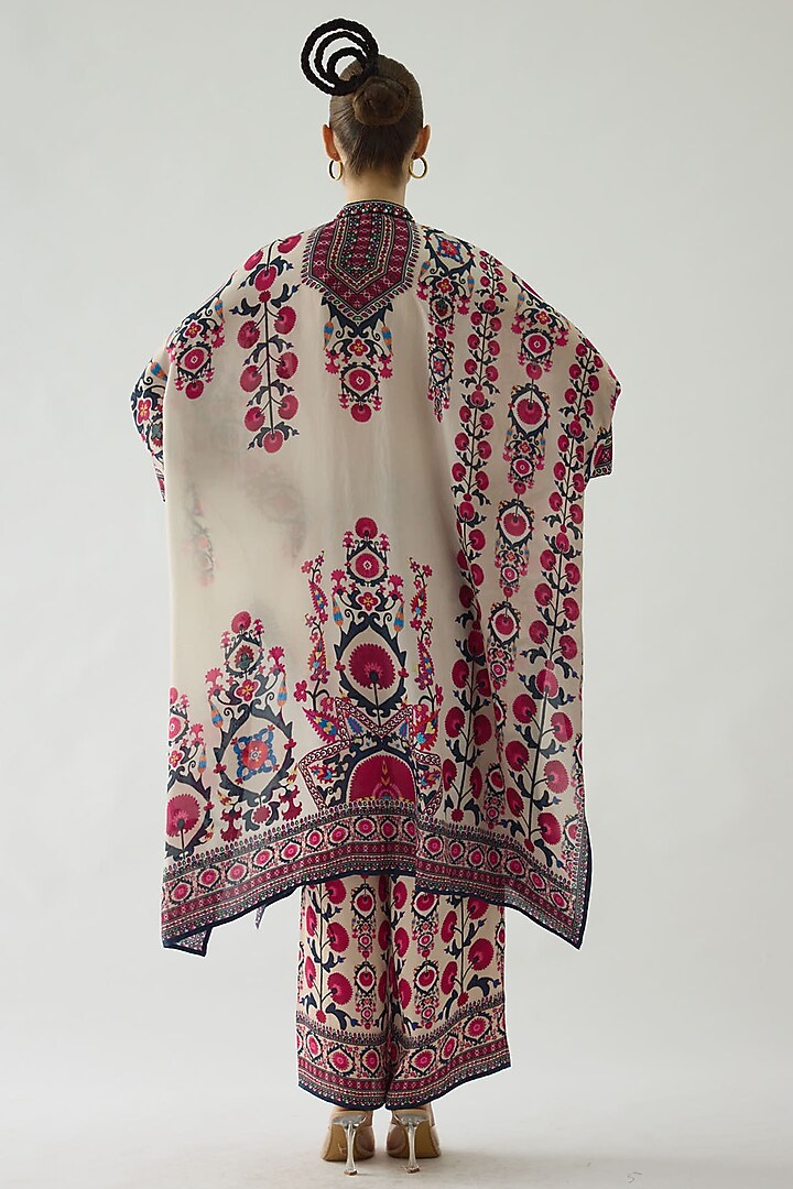 Raspberry Silk Printed Tunic Set by Rajdeep Ranawat at Pernia's Pop Up Shop
