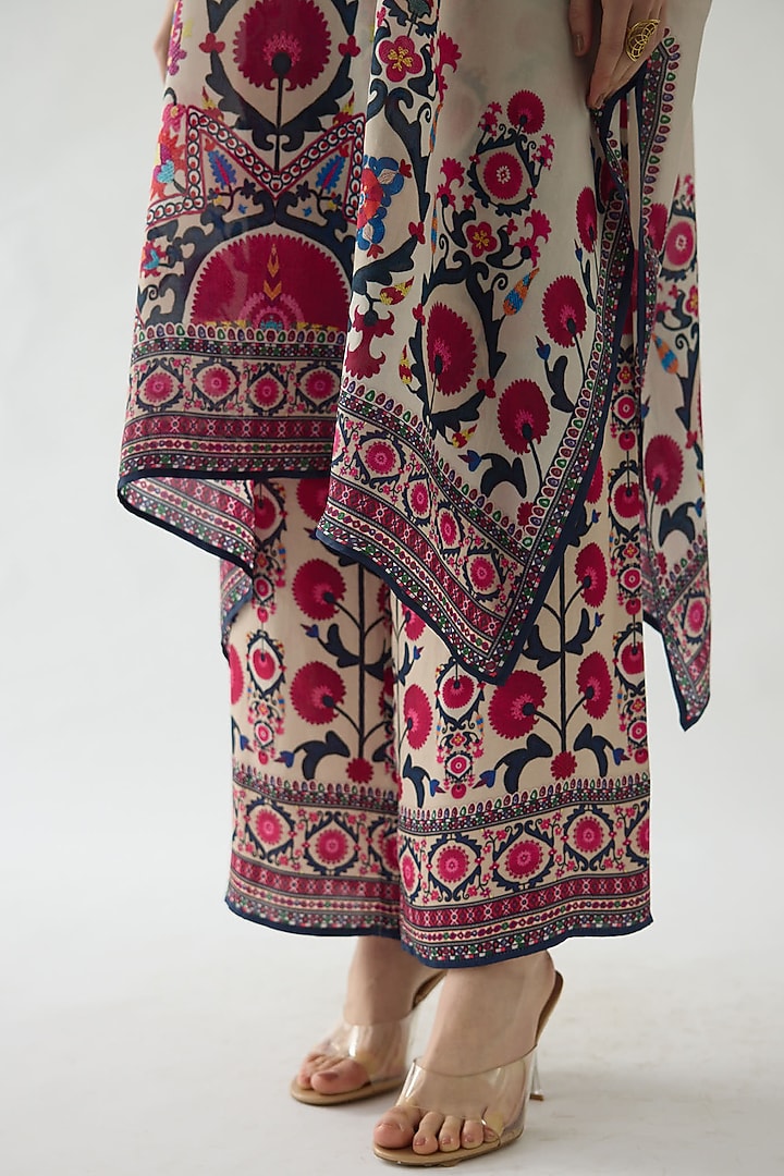 Raspberry Silk Printed Tunic Set by Rajdeep Ranawat at Pernia's Pop Up Shop