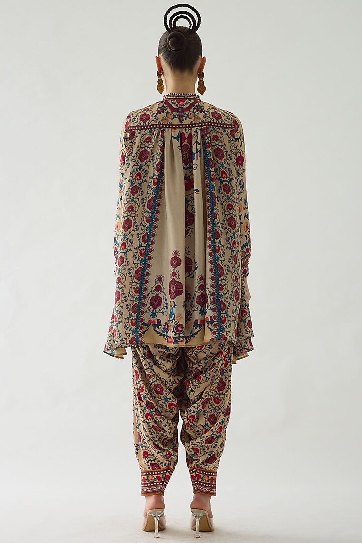 Taupe Silk Printed Pant Set by Rajdeep Ranawat at Pernia's Pop Up Shop