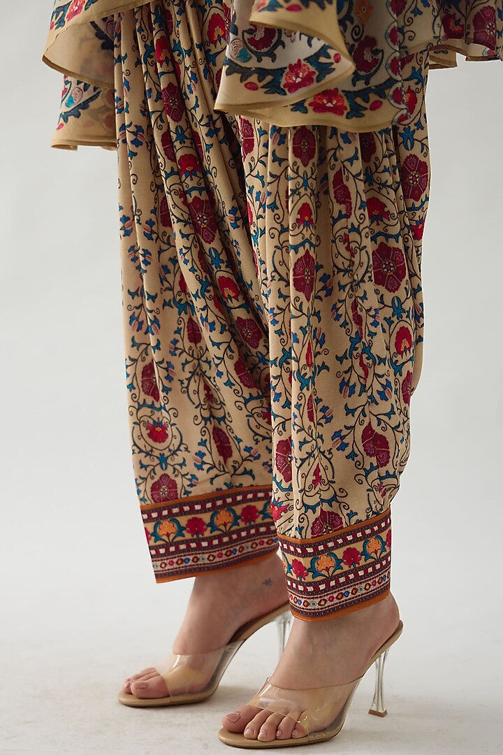 Taupe Silk Printed Pant Set by Rajdeep Ranawat at Pernia's Pop Up Shop