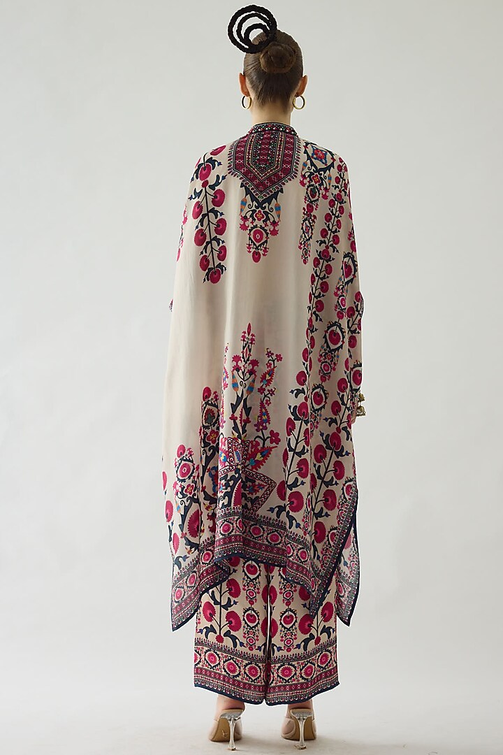 Raspberry Pink Silk Printed Tunic Set by Rajdeep Ranawat at Pernia's Pop Up Shop