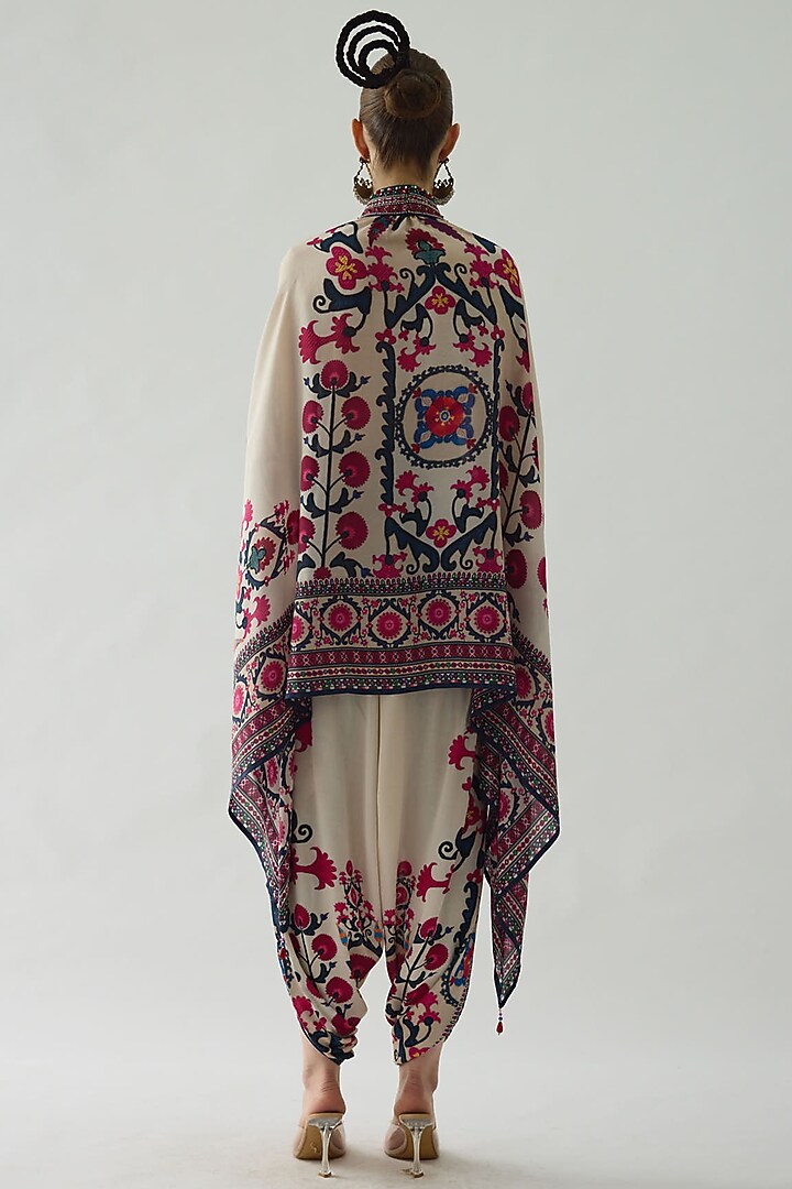 Raspberry Pink Silk Printed Cape Set by Rajdeep Ranawat at Pernia's Pop Up Shop